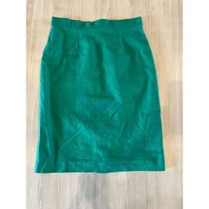 Vintage Side Effects Emerald Green Ramie Cotton Pencil Skirt High Waist Size 10